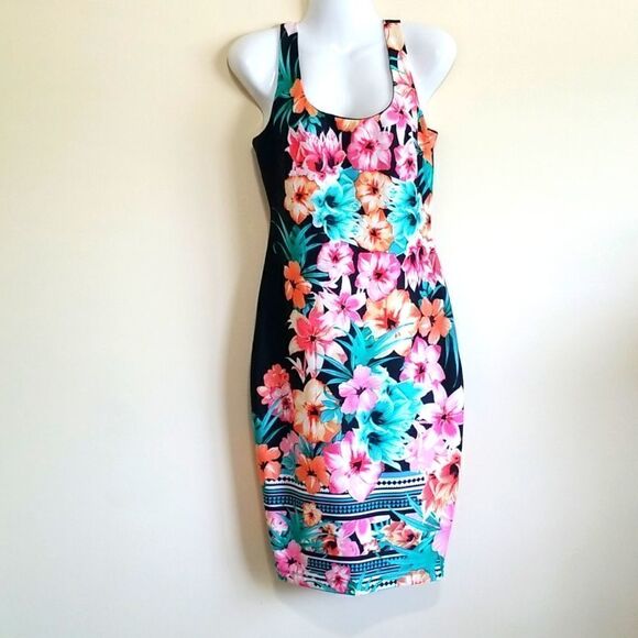 Bisou Bisou Black Floral Dress Sz 2 - Picture 4 of 11